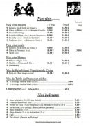 Menu Nouveau Pavillon - Les vins et boissons