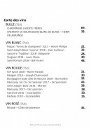 Menu Sinabro - La carte des vins