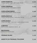 Menu Nicolo e maria - Les desserts: coppa moretta, coppa amarena...