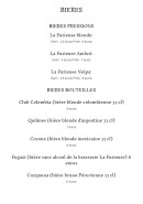 Menu picaflores - Les bières