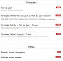 Menu Bar des Champ's - Les formules du midi et les pâtes 