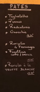 Menu Le Pastalicious - Les pates