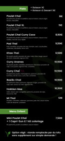 Menu Chô chaï - Les plats et menu enfant
