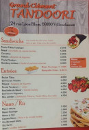 Carte et menu de Grandclément Tandoori à Villeurbanne — Les sandwichs, entrées, naan et riz