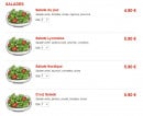 Menu Jet Pizza - Les salades
