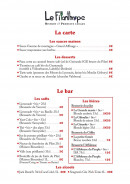 Menu Le Filanthrope - Sauces maison, desserts, softs,...