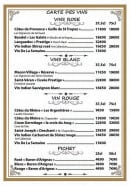 Menu Les Portes De L'Inde - Vins