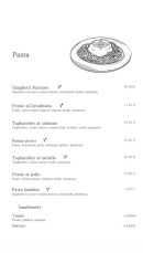 Carte et menu de Tutti italia à Vaulx en Velin — Les pâtes