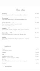 Carte et menu de Tutti italia à Vaulx en Velin — Les pizzas base crème et suppléments