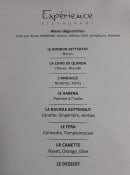 Menu Expérience - Menu dégustation