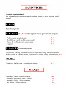 Menu Falafel Factory - Les sandwichs et menus