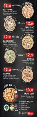 Carte et menu de Tasty Pizza à Tassin la Demi Lune — Les pizzas
