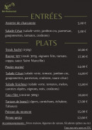 Menu Restaurant 307 - Les entrées et plats