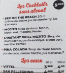 Menu L'Instant Grill - Les cocktails sans alcool et les eaux