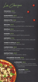 Menu Pizza Titou - Les pizzas classiques