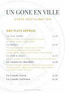 Carte et menu de Un Gone en ville à Neuville sur Saone — Les plats express