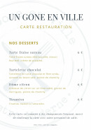 Carte et menu de Un Gone en ville à Neuville sur Saone — Les desserts