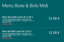 Carte et menu de Toa sushi à Charbonnieres les Bains — Menu boxe et bols midi