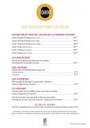 Menu Toane Restaurant - Les suggestions du jour 