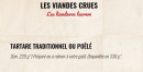 Menu La Boucherie - Les viandes crues