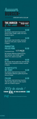 Menu The Albion Public House - Les burgers