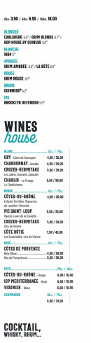 Menu The Albion Public House - Les wine house, cocktails