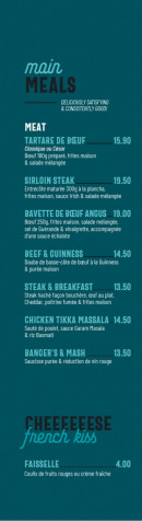 Menu The Albion Public House - Les main meals, cheeese french kiss