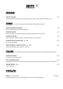 Menu La Cantina - Les fraicheurs, viandes, ...