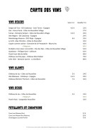 Menu La Cantina - La carte des vins