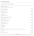 Menu Millésime 46 - La carte des tapas