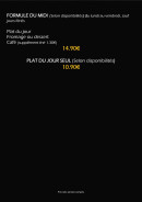 Carte et menu de Brasserie La Chapelle à Villefranche sur Saone — formule du midi