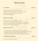 Carte et menu de L'Hostellerie Le Ferme du Poulet à Villefranche sur Saone — Les entrées, rivière, lac et mer,......