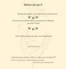 Carte et menu de L'Hostellerie Le Ferme du Poulet à Villefranche sur Saone — Le menu du marché