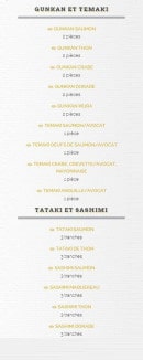 Carte et menu de Sushi Academie à Villefranche sur Saone — Gunkam, temaki, tataki et sashimi