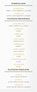 Carte et menu de Sushi Academie à Villefranche sur Saone — Formules et plateaux
