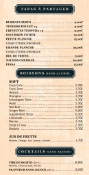 Menu Tandem - Les tapas à partager, boissons sans alcool et cocktails sans alcool