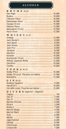 Menu Tandem - Les alcools
