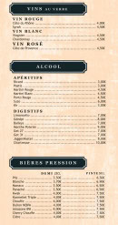 Menu Tandem - Les vins, alcools et bières pressions