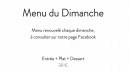 Carte et menu de Brasserie des Monts d'Or à Saint Cyr Au Mont d'Or — Menu du dimanche