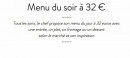 Carte et menu de Brasserie des Monts d'Or à Saint Cyr Au Mont d'Or — Menu du soir à 32€
