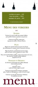 Carte et menu de Le comptoir de saint-cyr à Saint Cyr Au Mont d'Or — Le menu des vergers