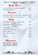 Menu Le Pavillon - Les apéritifs et bières