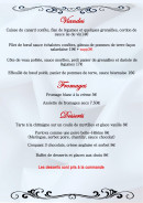Menu Le Pavillon - Les viandes, fromages et desserts