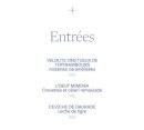 Menu Howard House - Les entrées
