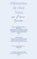 Menu Howard House - Pâtisseries de chez Alma