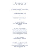 Menu Howard House - Les desserts