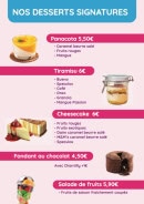 Menu Le bar à dessert - Les desserts signatures
