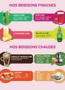 Menu Le bar à dessert - Les boissons fraiches et boissons chaudes
