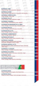 Menu Pizza des 7 chemins - Les spécialités suite et spécialités portugais 
