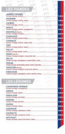 Menu Pizza des 7 chemins - Les viandes et légumes